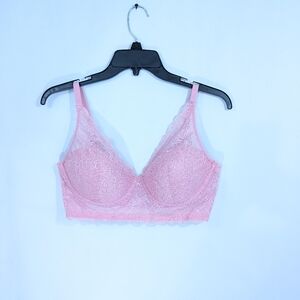 Maidenform Lightly Lined Bralette 38C Women New Pink Lace Wire free dm1188